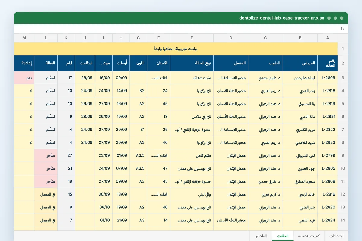 متابعة حالات معمل الأسنان