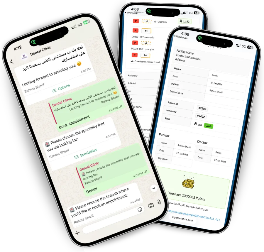 WhatsApp messages sent from the patient file in Dentolize